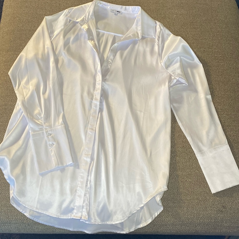 Fashion nova medium white satin tunic
